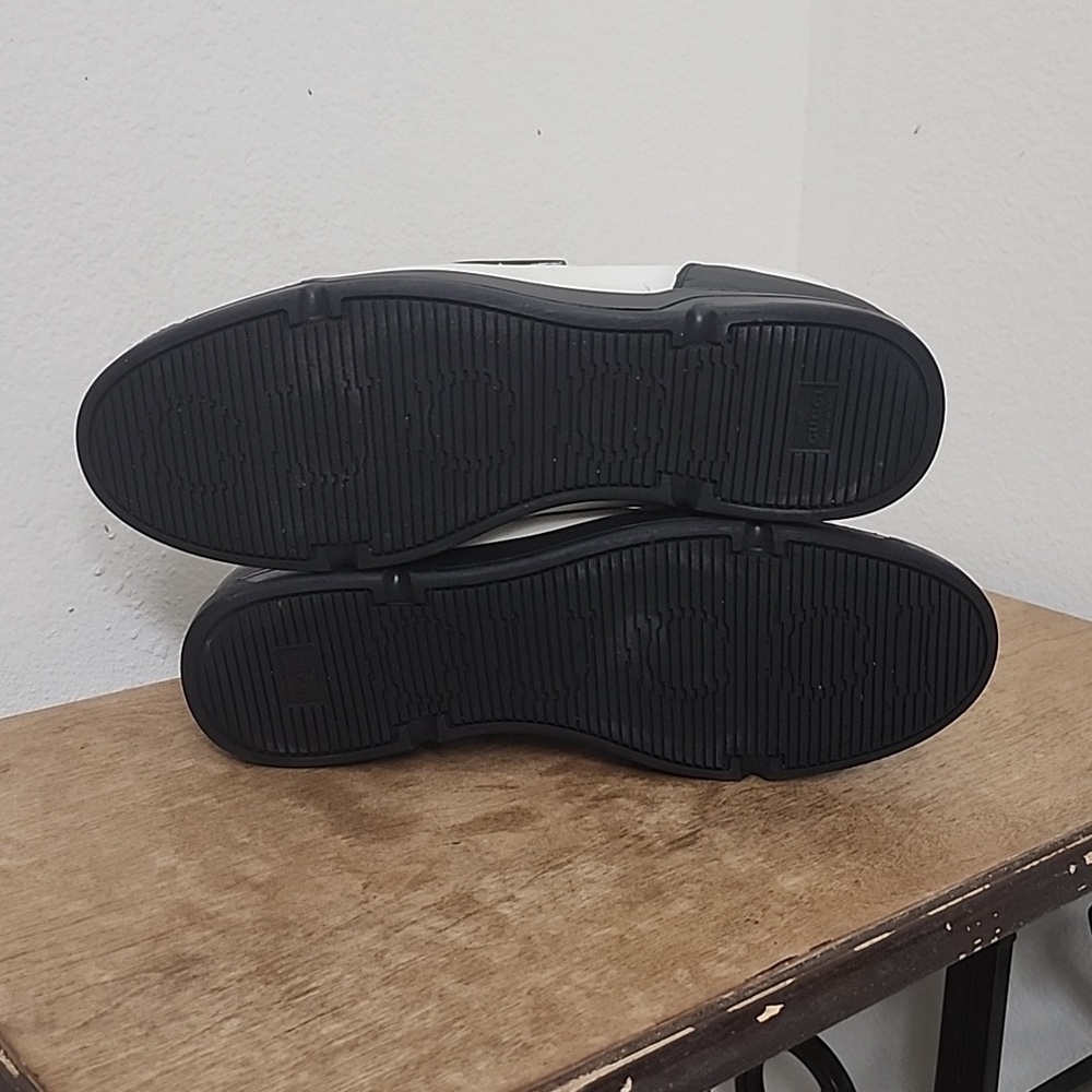 GUCCI Men's Black and White Leather GG Interlocking Logo High Top Sneakers Sz11 - Picture 9 of 14